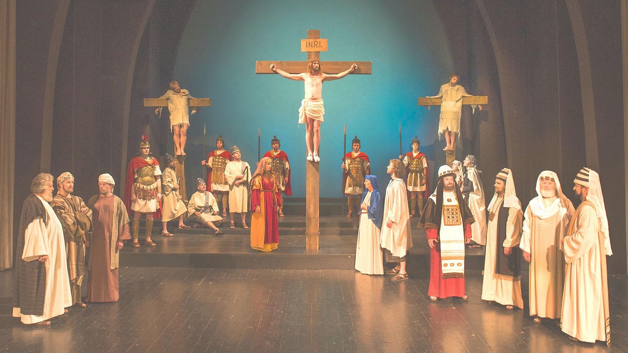 Crucifixion scene at the 2016 Passion Play performance in Thiersee