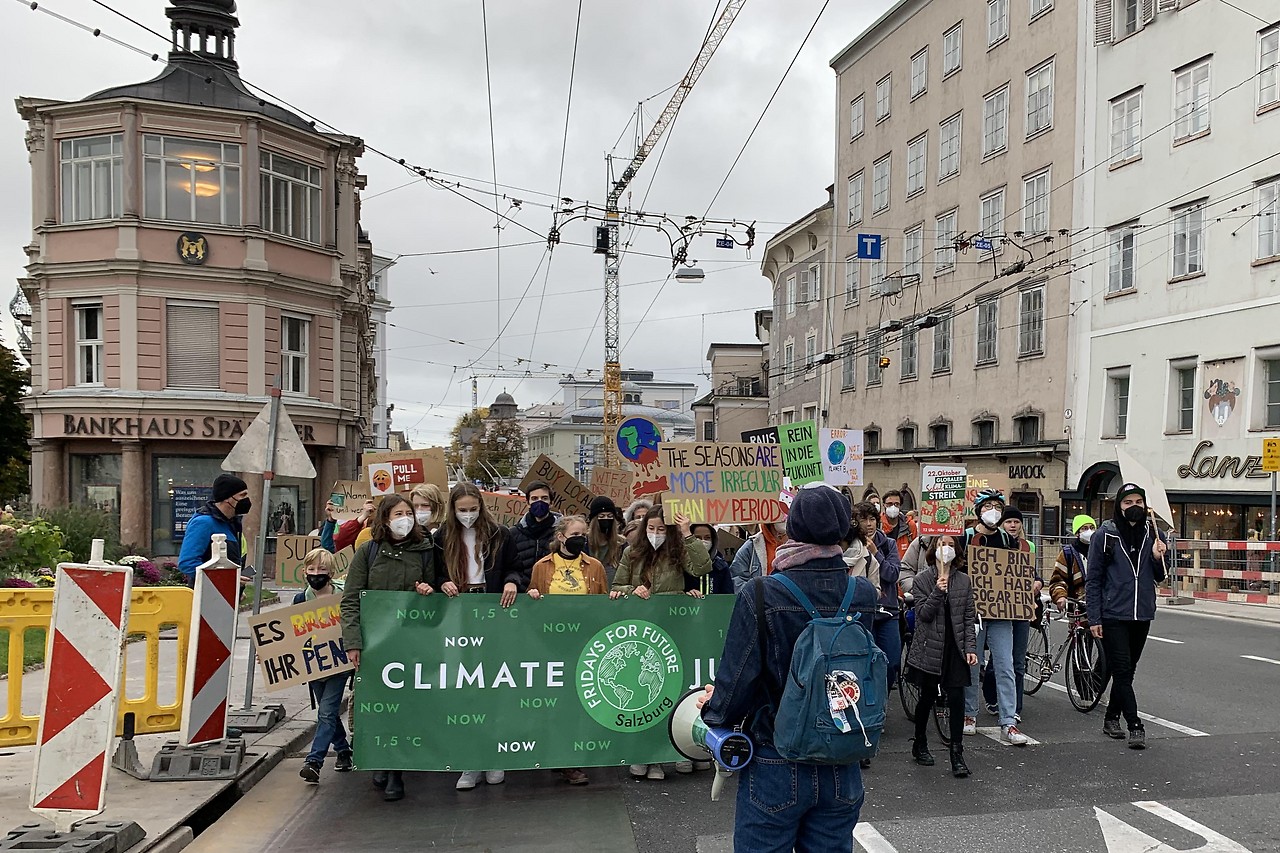 Young people demonstrate for climate justice.