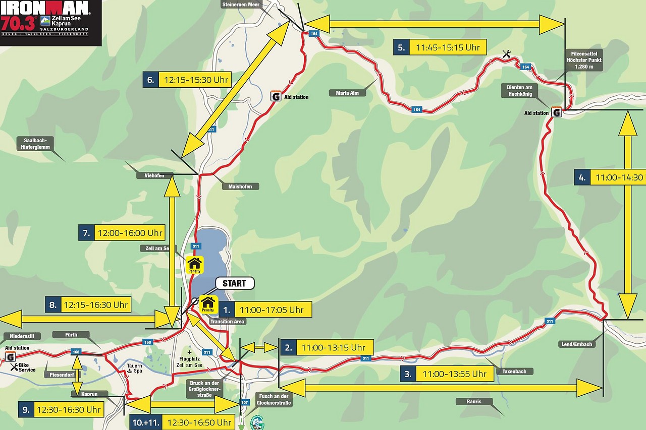 Overview map of the traffic closures in Pinzgau
