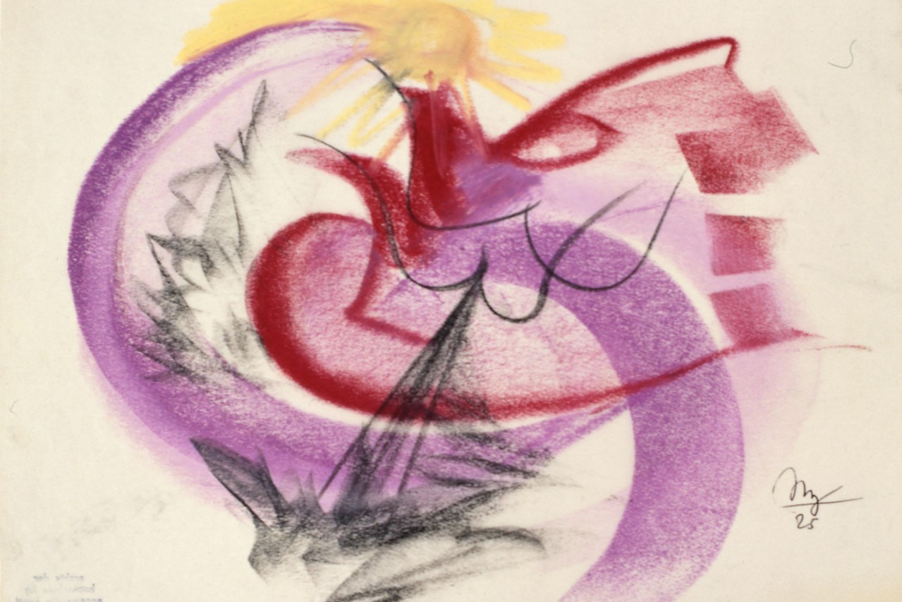 May Ullman, Abstract Composition, 1925, chalk on tracing paper