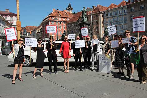 KJÖ-Aktion: "Reichendemo" am Tag der Arbeitslosen in Graz