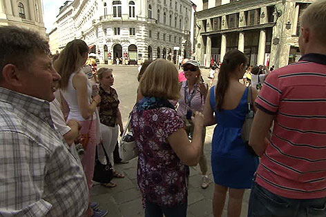 Russische Touristen in der Wiener Innenstadt
