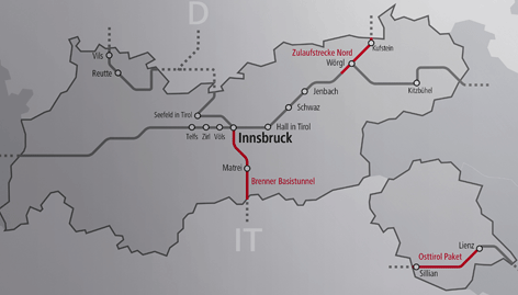 Streckennetz der ÖBB in Tirol