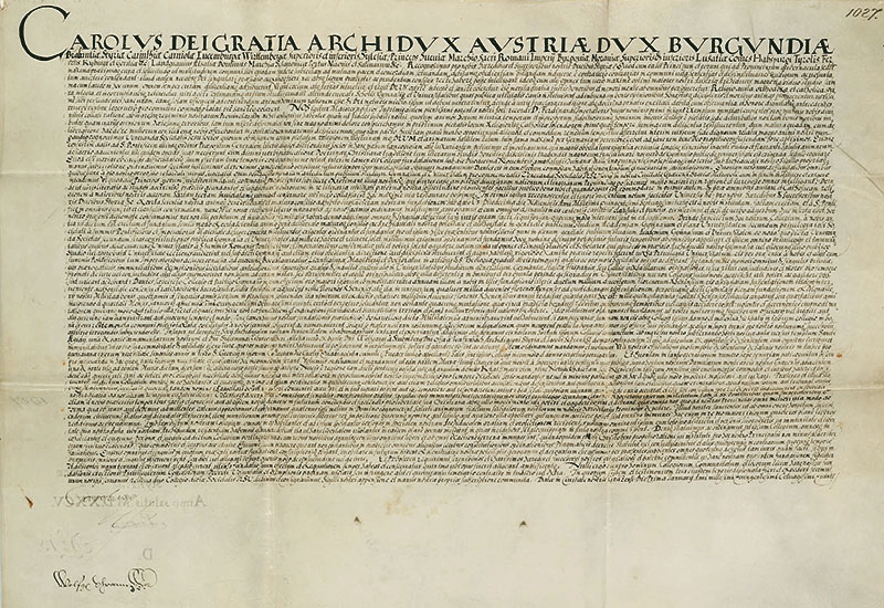 Gründungsurkunde der Uni Graz vom 1. Jänner 1585