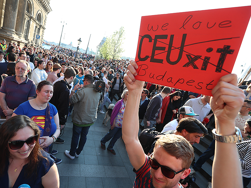 Demonstration für die Soros-Universität in Budapest